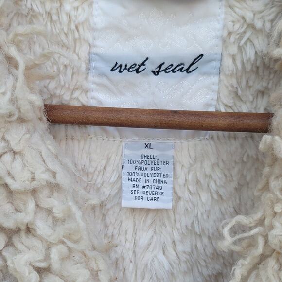 Vtg Wet Seal Faux Suede Sherpa Lined Faux Fur Collar Jacket - Picture 6 of 8